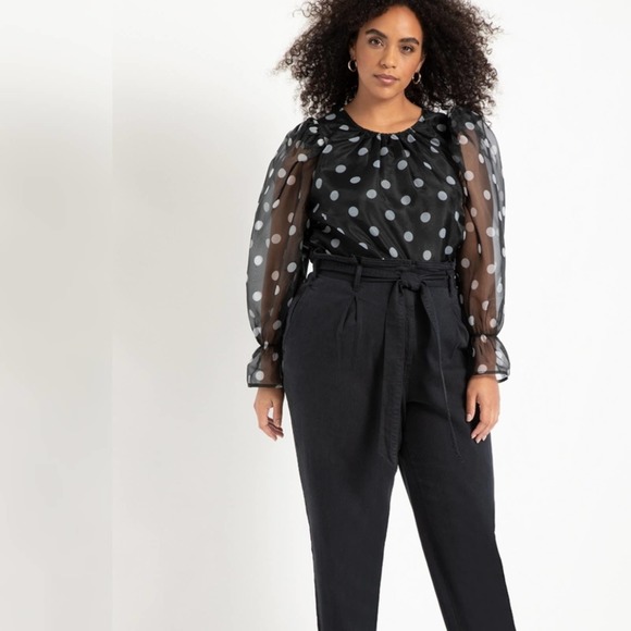 Eloquii Organza Puff Sleeve Top Size 14 - Picture 4 of 4